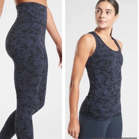 Athleta Pants - Athleta Bundle Elation Textured Leggings and Scoop Textured Tank Blue S